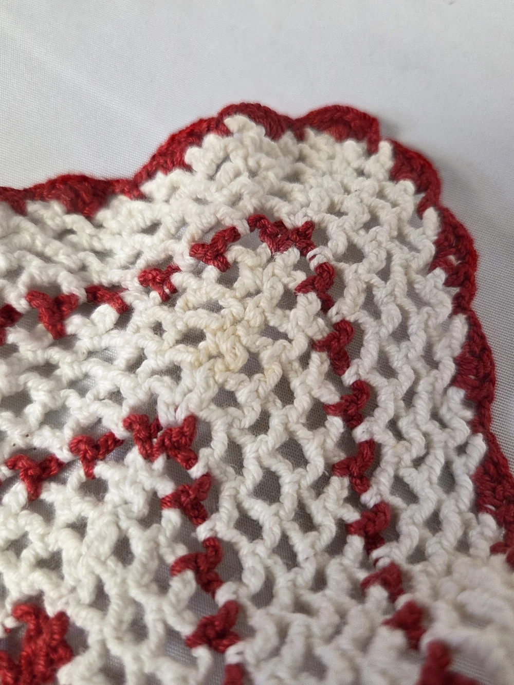 Handmade Red‎ & White Crochet Kitchen Hanging Towel